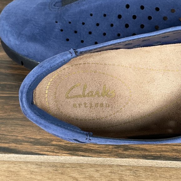 Clarks Daelyn Summit Women's Size 9 Shoes Blue Leather Comfort Wedge Loafer - Picture 10 of 12